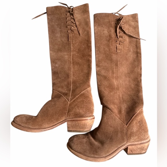 Bx by Bronx Knee High Laceup Suede Tan Camel Pull On Boot Boho Festival Sz 36 - Picture 3 of 14